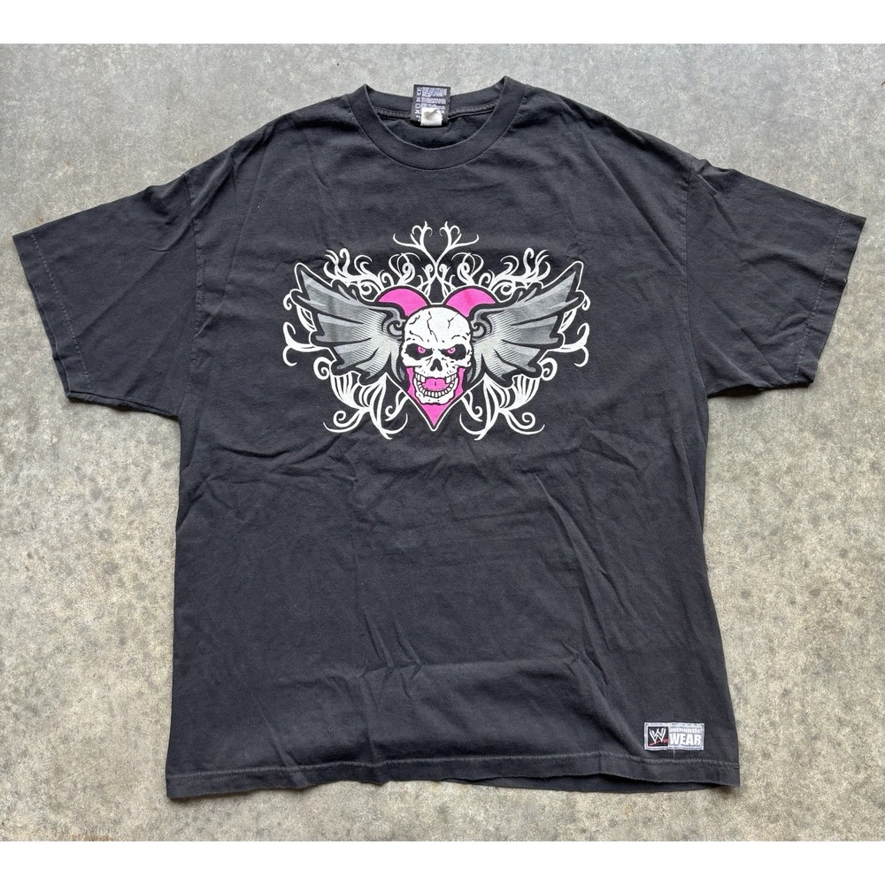 Vintage Y2K WWE Bret Hart Hit Man Winged Skull Goth Wrestling T-Shirt Size 2XL
